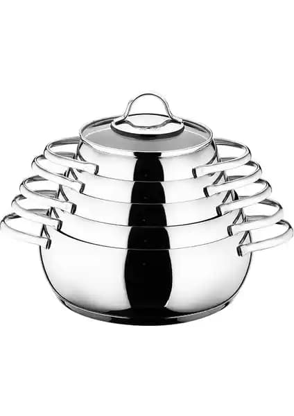 Aryıl<dı>z Olimpos 10 Parça Paslanmaz Çelik Tencere Seti: Dayanıklı ve Pratik Mutfak Çözümü