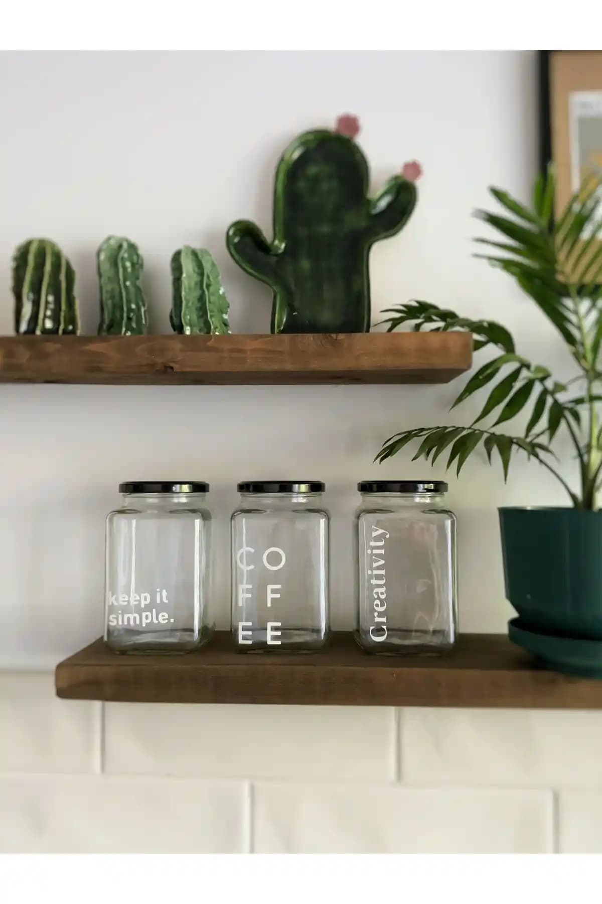 Atölye Merdiven Cam 3'lü Dekoratif Erzak Kavanozu: Modern ve Şık Mutfak Saklama Çözümü