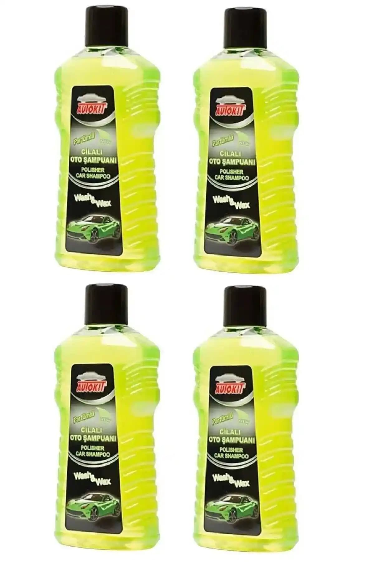 Autokit Cilalı Oto Şampuanı 1000 ml 4'lü Ekonomik Set ile Araç Temizliği ve Parlaklık Artırma