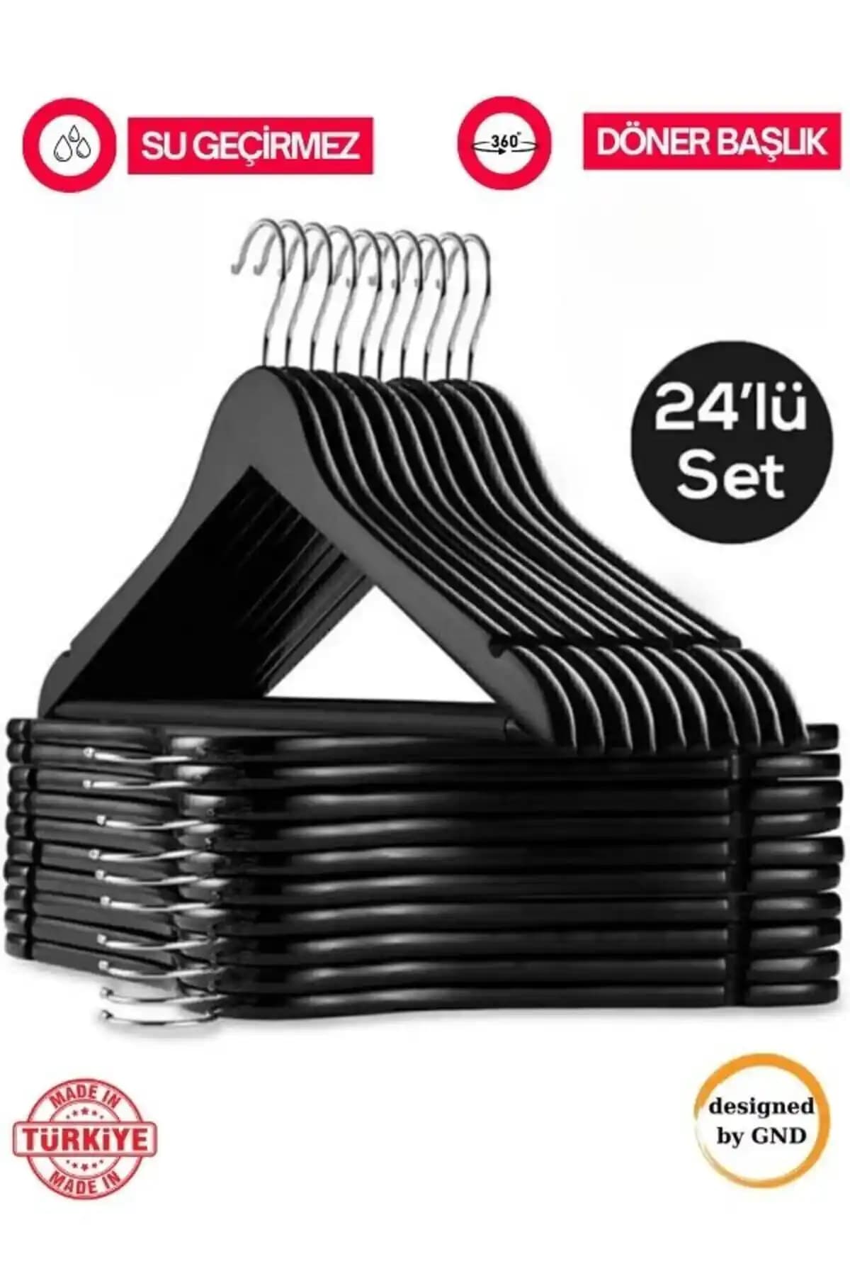 BabyLondy 24 Adet Ahşap Görünümlü Plastik Askı Seti Modern ve Dayanıklı Dolap Organizasyonu