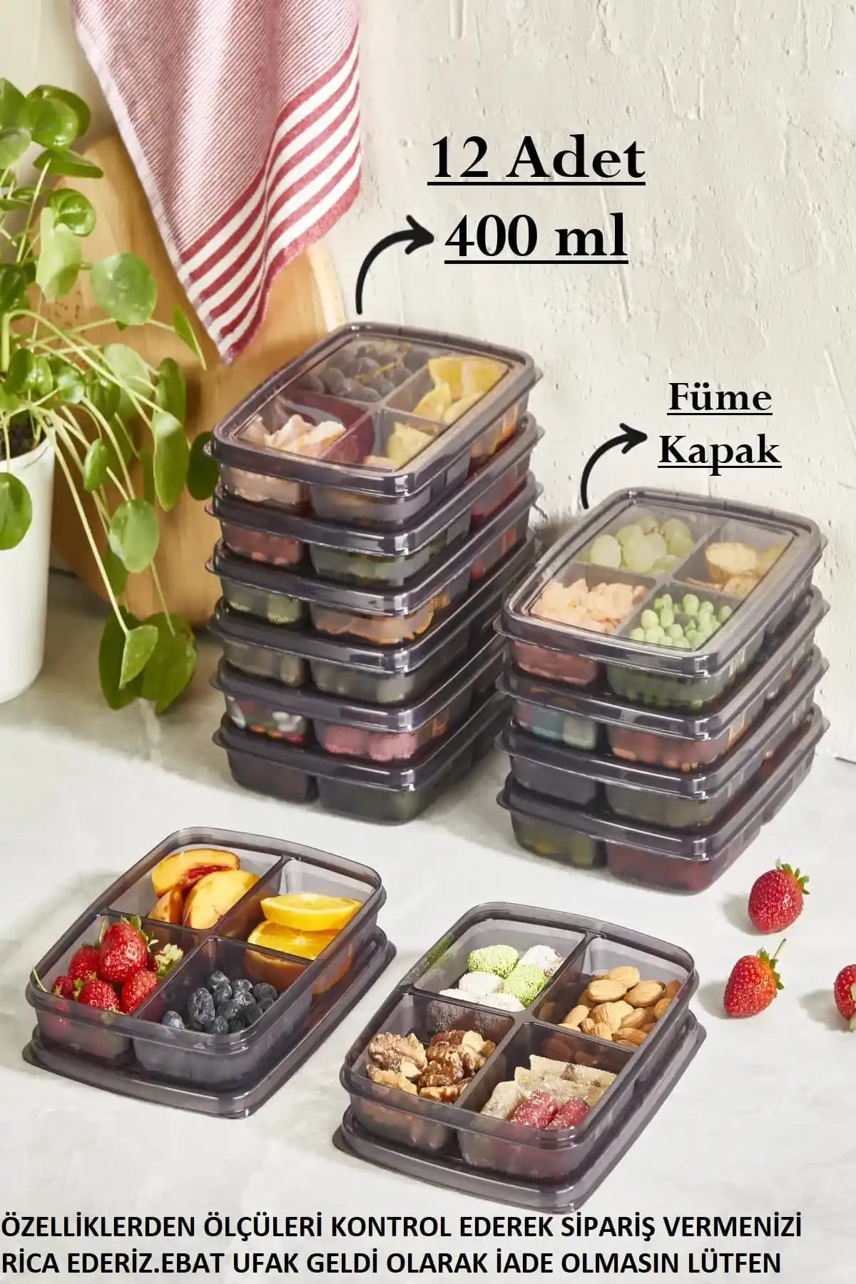 Bayev Füme Mini Saklama Kabı Seti 12 Parça 400 ml Güvenli ve Pratik Mutfak Çözümü