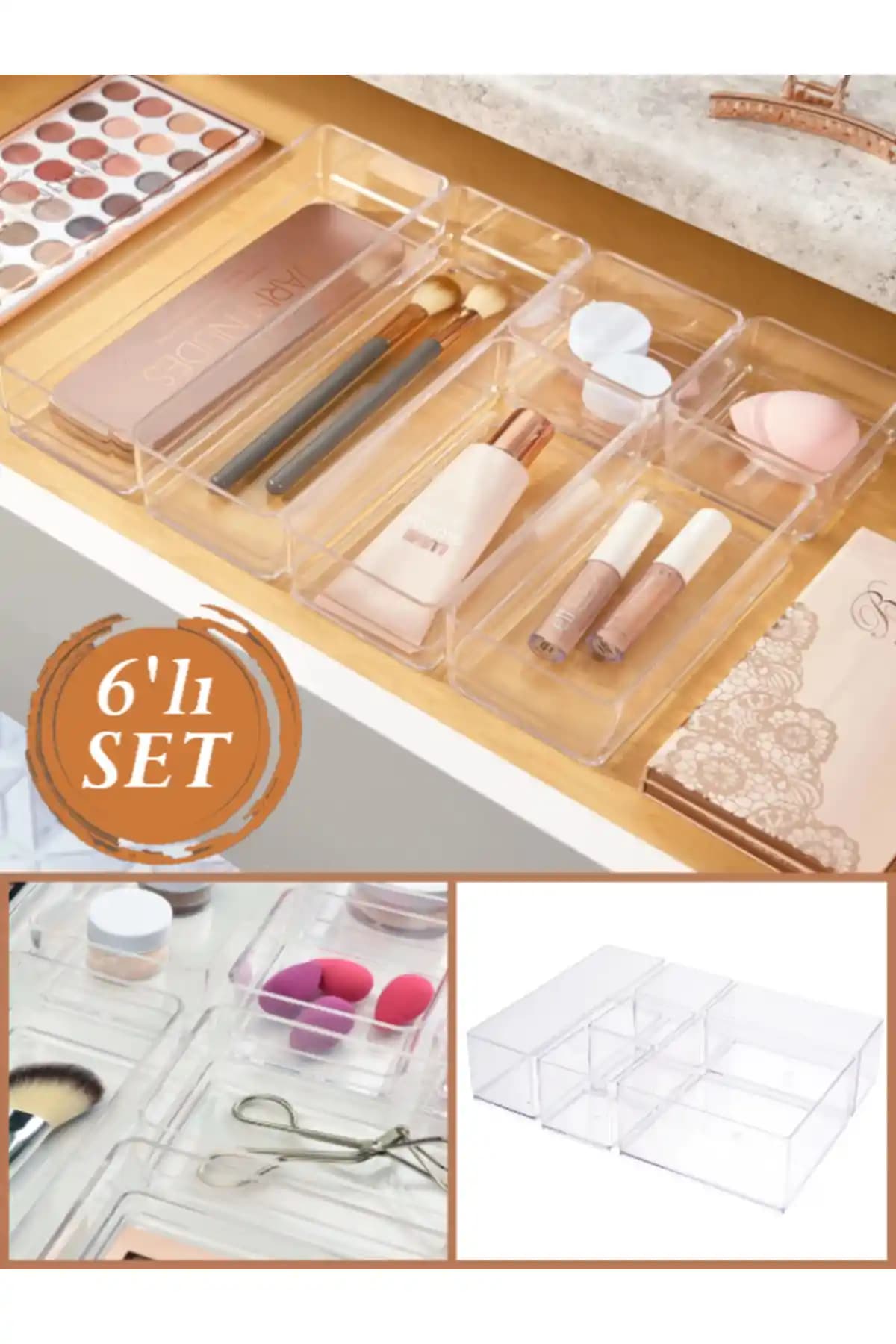 Bayev LV 216 Ayarlanabilir Çekmece İçi Düzenleyici Seti ile Eşyalarınızı Pratik ve Şık Bir Şekilde Organize Edin