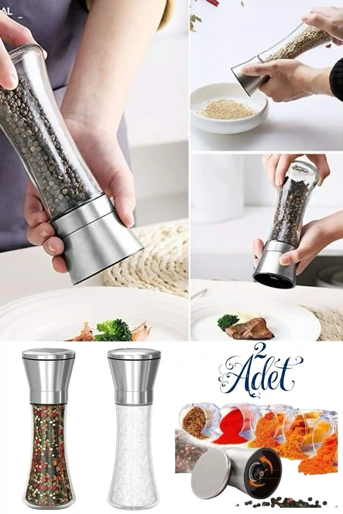 Bestofhome 2'li Paslanmaz Çelik Kapaklı Cam Gövdeli Baharat Değirmenleri İncelemesi ve Kullanım Özellikleri