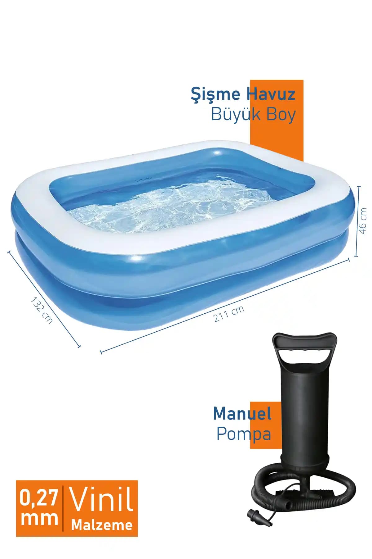 Bestway 12819 Büyük Boy Dikdörtgen Şişme Aile Havuzu Geniş ve Dayanıklı Tasarımıyla Konfor Sunar