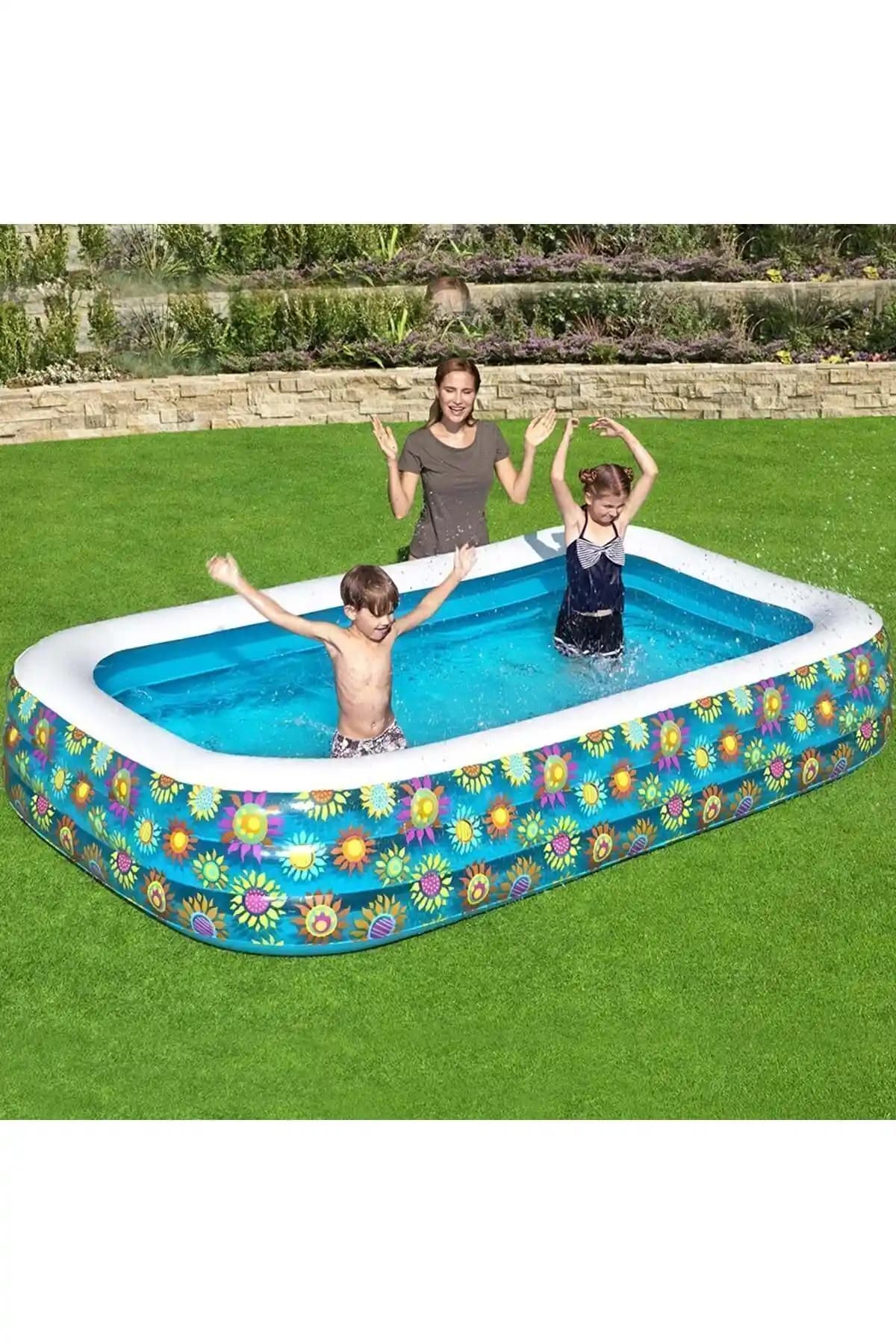 Bestway Okyanus Desenli Şişme Aile Havuzu Geniş ve Dayanıklı Yaz Eğlencesi İçin