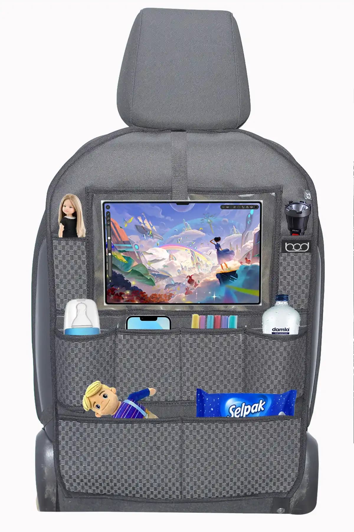 Bod Oto Armada Serisi Siyah Koltuk Arkası Düzenleyici ve Organizer Özellikleri