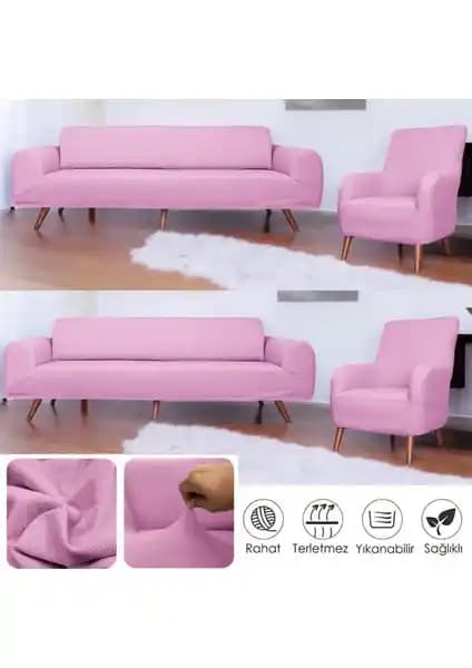 Btf Home Streç Lastikli 3+1 Koltuk Örtüsü Takımı Ev Dekorasyonunda Pratik ve Şık Çözüm