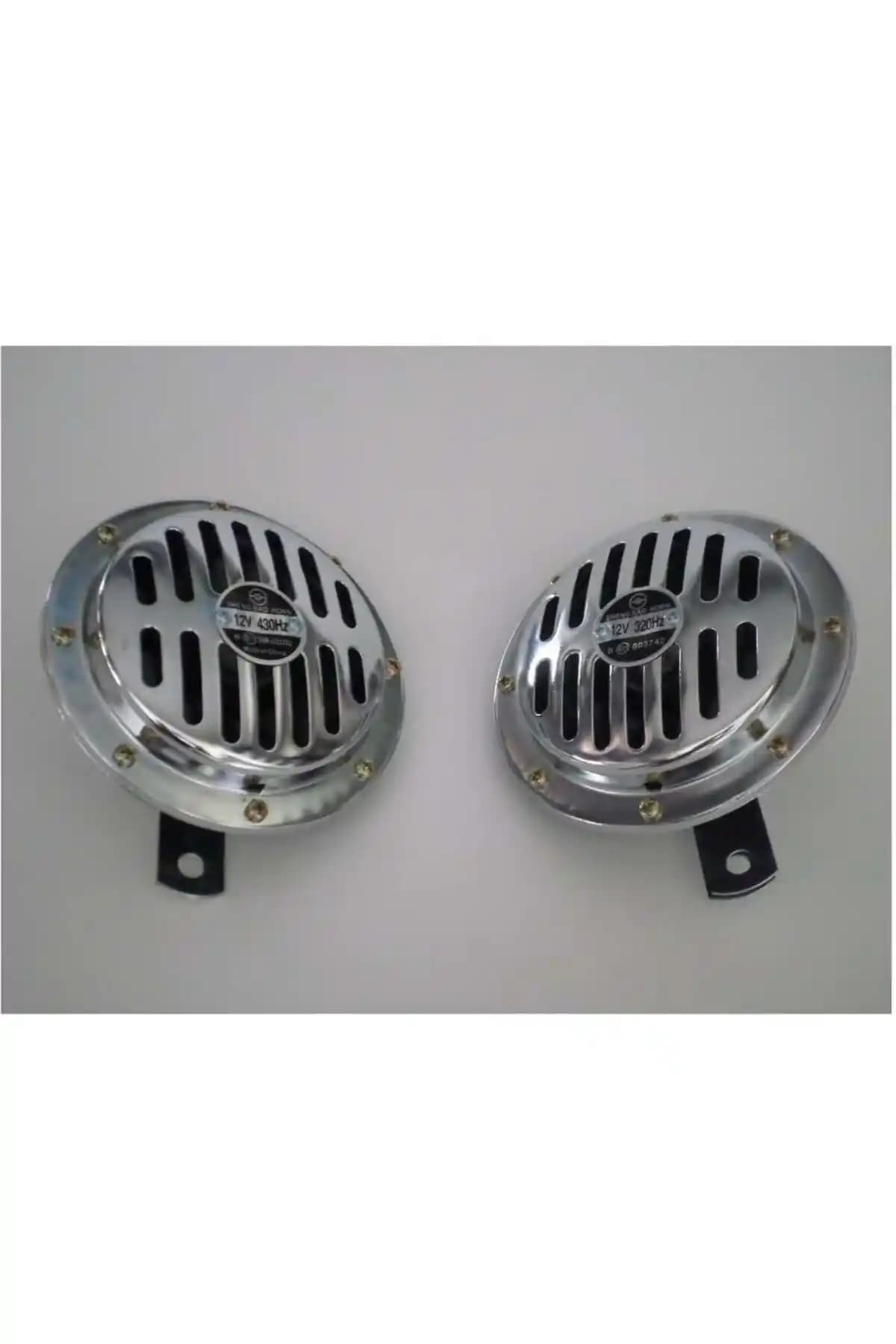 Carub Korna 12V Süper Ton 13CM Krom Seti Güçlü ve Dayanıklı Trafik Uyarı Sistemi