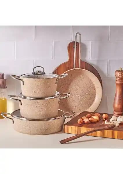 Cookplus Kahverengi 7 Parça Tencere Seti: Modern ve Sağlıklı Mutfak Çözümü