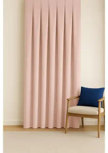 Cortibo Barcelona Kadife Dokulu Fon Perde Pudra Renk Modern ve Şık Tasarım