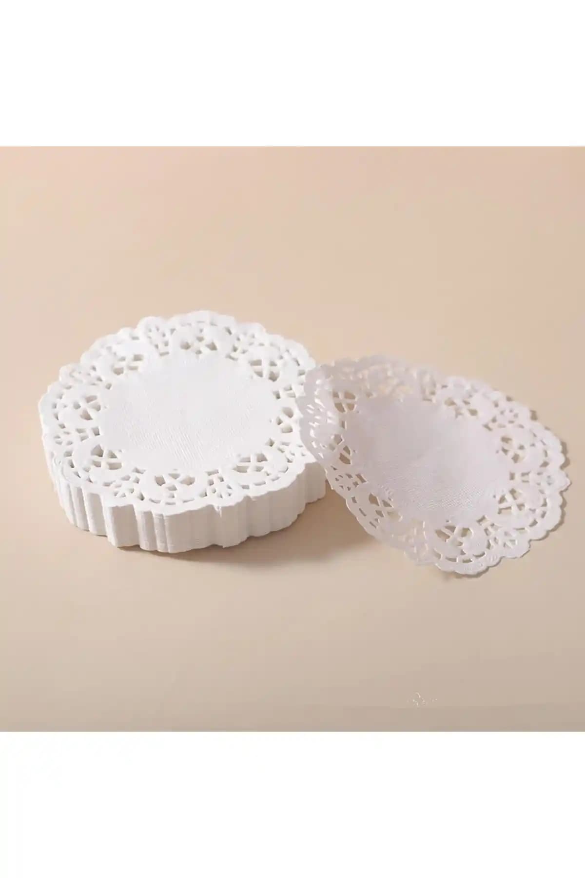 Dekals 100 Adet Kağıt Dantel Bardak Altlığı Şık ve Kullanışlı Sunum Malzemeleri