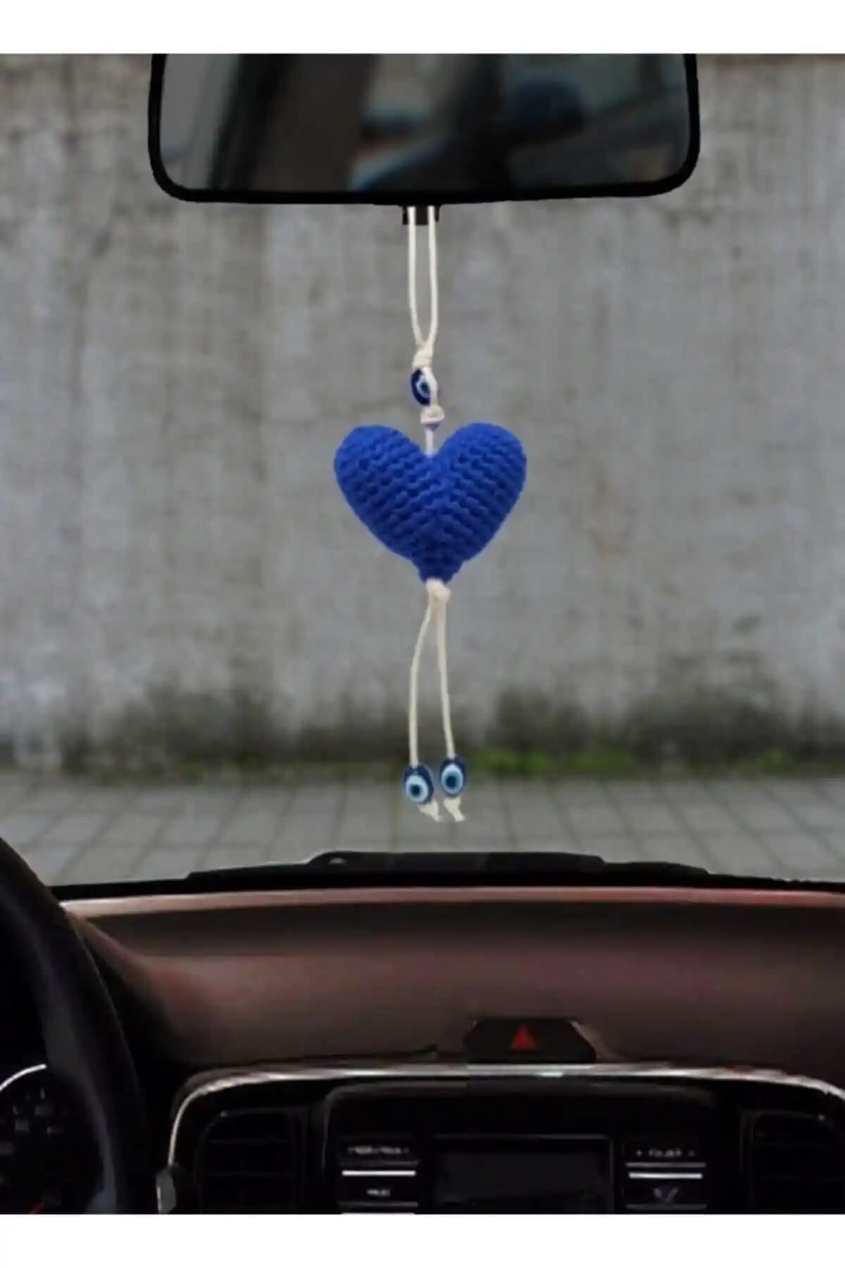 El Yapımı Nazar Boncuklu Kalp Amigurumi Araba Dikiz Aynası Süsü Ürün Tanıtımı ve Özellikleri