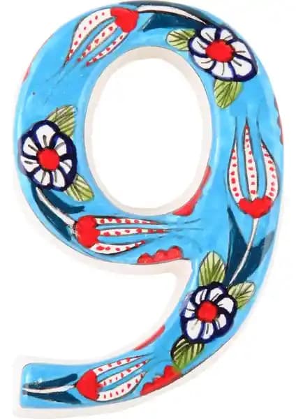 El Yapımı Turkuaz Seramik Kapı Numarası Ev Dekorasyonuna Şıklık Katıyor