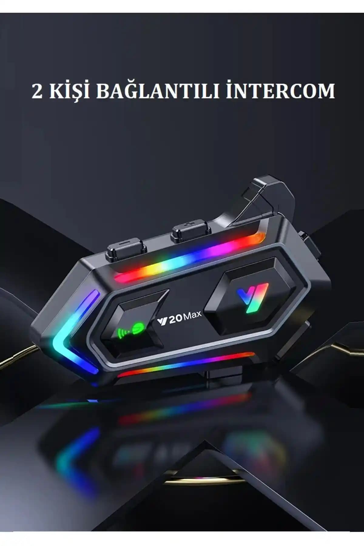 EN SİGA 2 Intercom Bluetooth Kask Kulaklık Su Geçirmez RGB Işıklı 300m Mesafe