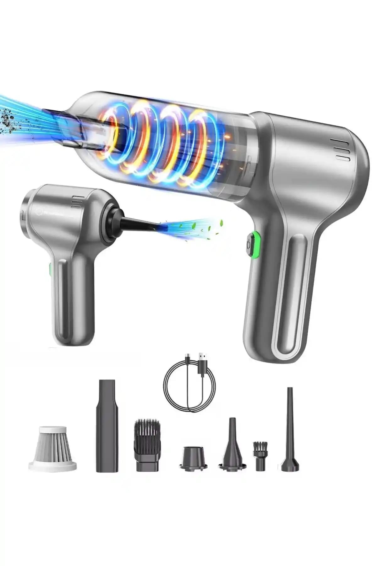 Enshall Yeni Pro Araç İçi Mini Şarjlı Süpürge Güçlü Vakum ve Çok Fonksiyonlu Tasarım