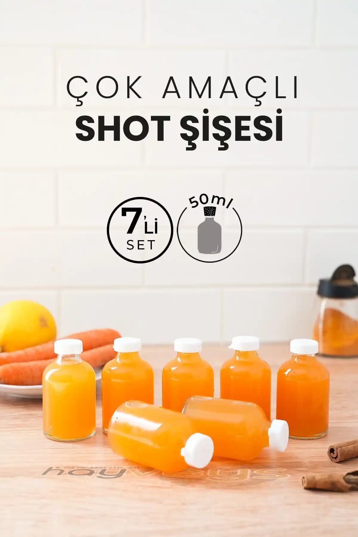 Hayveys 7 Adet 50 ml Cam Şişe Seti Pratik ve Şık Seyahat ve Günlük Kullanım İçin