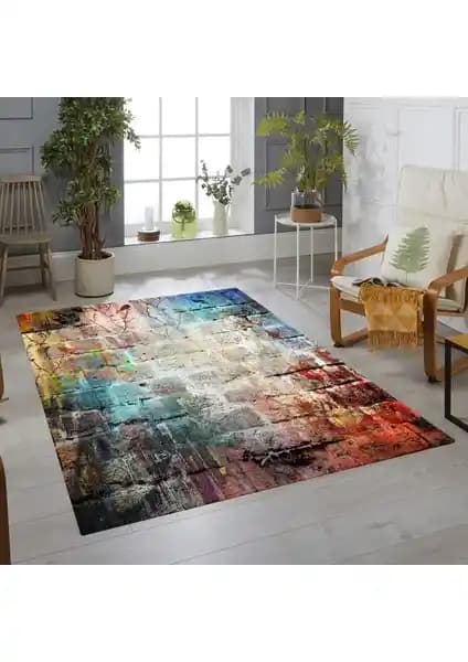 Homefesto Dekoratif Kaymaz Taban Yıkanabilir Modern Halı 80x120 cm Şıklık ve Güvenlik