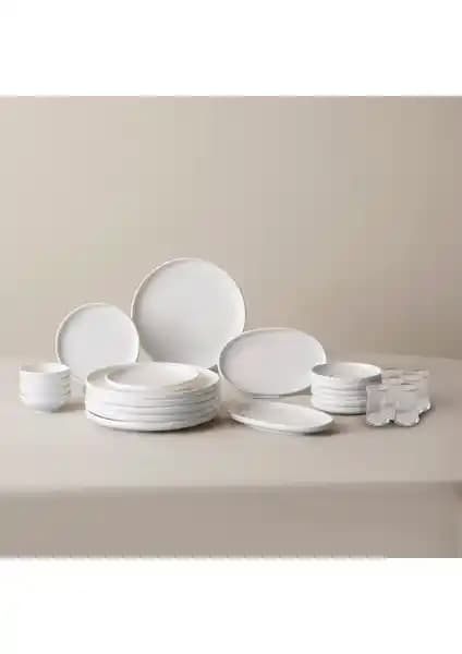 Karaca Forever Bone Cordelia 26 Parça 6 Kişilik Kahvaltı Takımı Şık ve Dayanıklı Porselen Seti