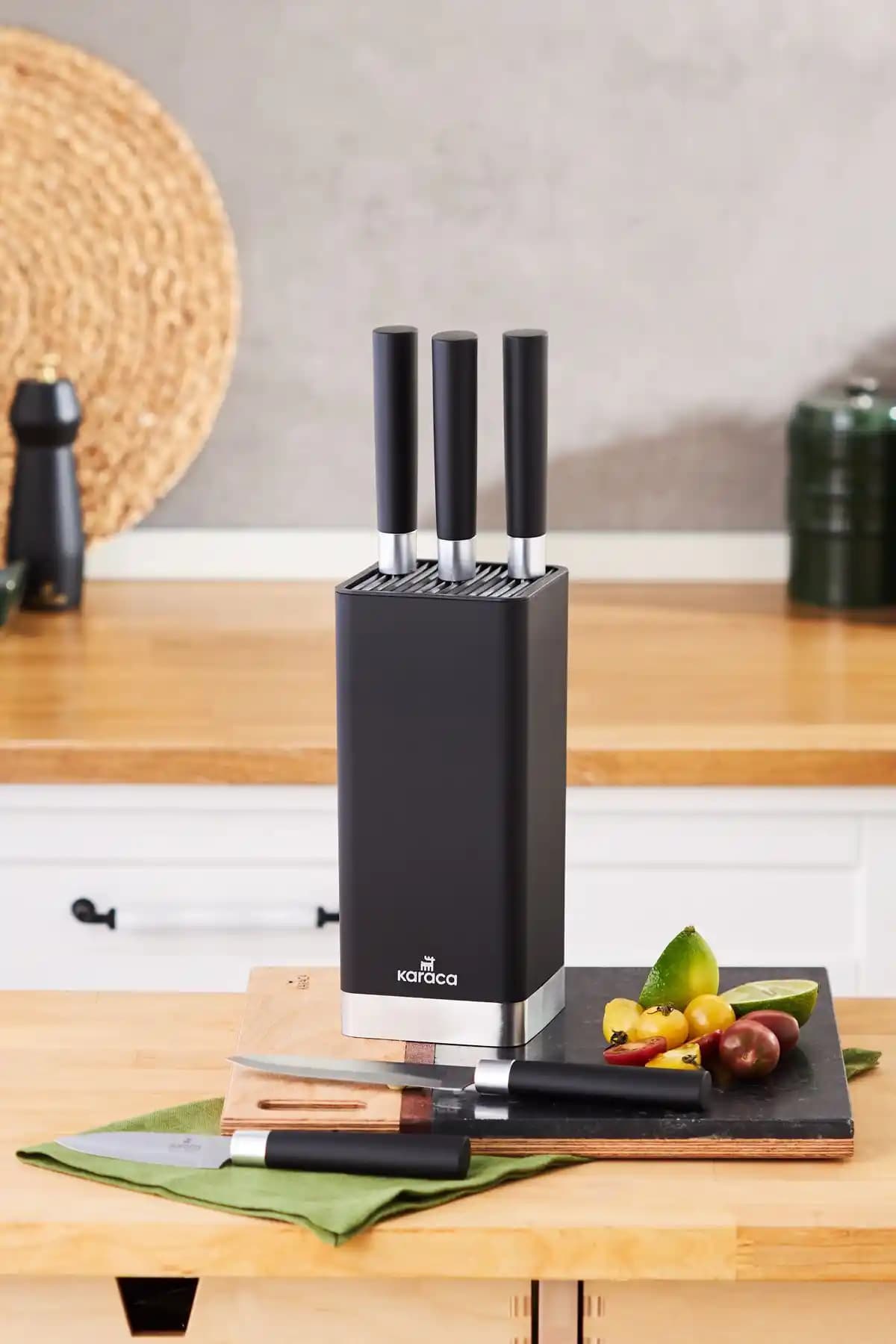 Karaca Skycut 6 Parça Standlı Satırlı Bıçak Seti Siyah Modern Mutfak Gereçleri