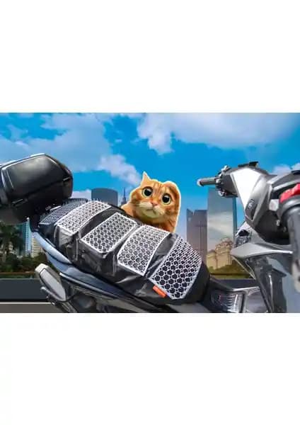 Kedi Yatmaz Siyah Maxi Boy Scooter İçin Dikenli Sele Kılıfı Güvenlik ve Koruma Çözümü