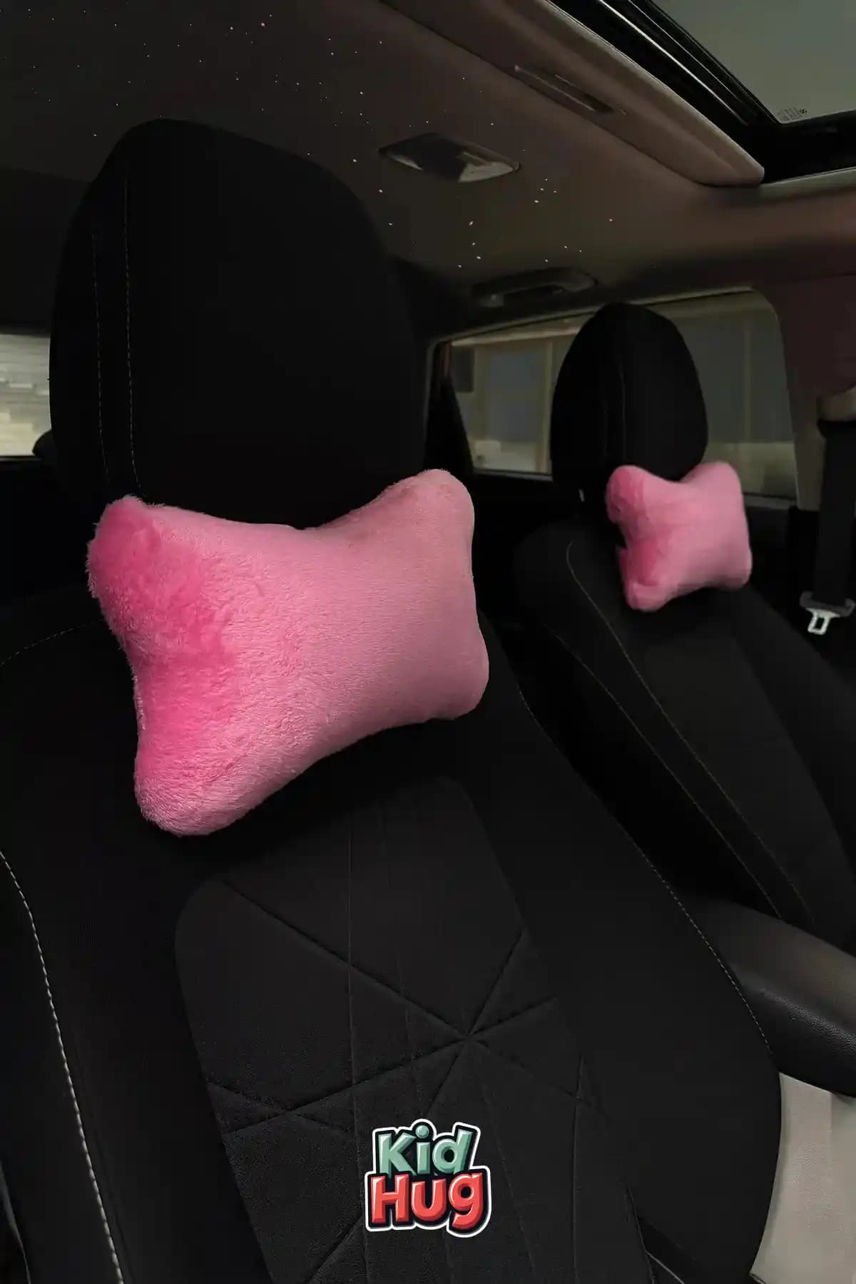 KidHug Tüm Araçlarla Uyumlu Pembe Oto Yastık Seti Güvenli ve Konforlu Sürüşler İçin