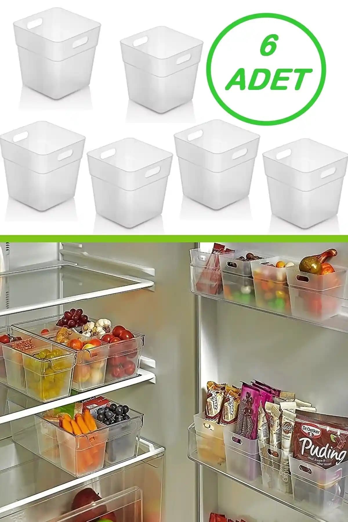 Kitchen Beauty 6'lı Buzdolabı Kapak İçi Düzenleyici Organizer Seti Pratik ve Çok Amaçlı Kullanım