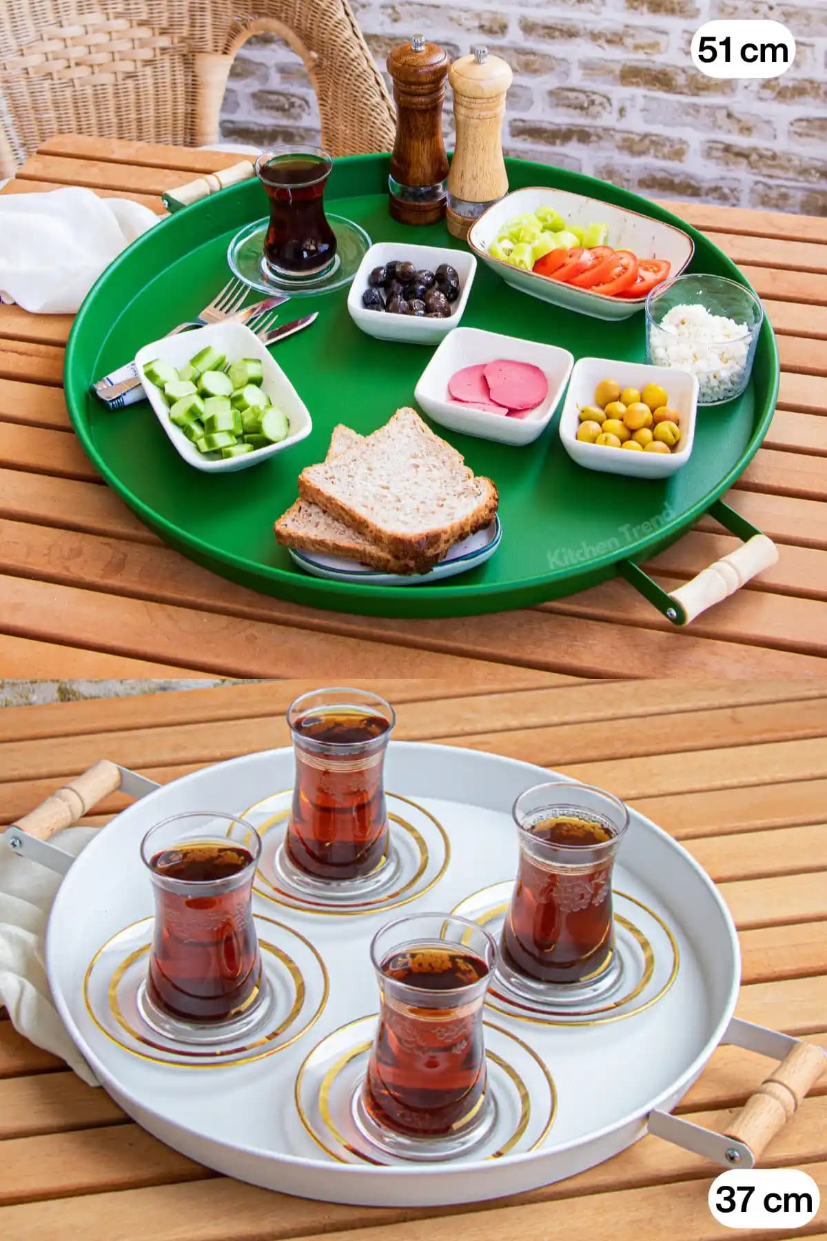 Kitchen Trend 51 cm Yeşil ve 37 cm Beyaz Metal Yuvarlak Sunum Tepsisi İnceleme ve Kullanım Rehberi
