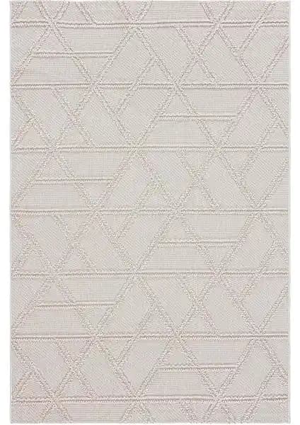 Koza Halı Alba Krem Geometrik Desenli Modern ve Dayanıklı Halı 60x100 cm