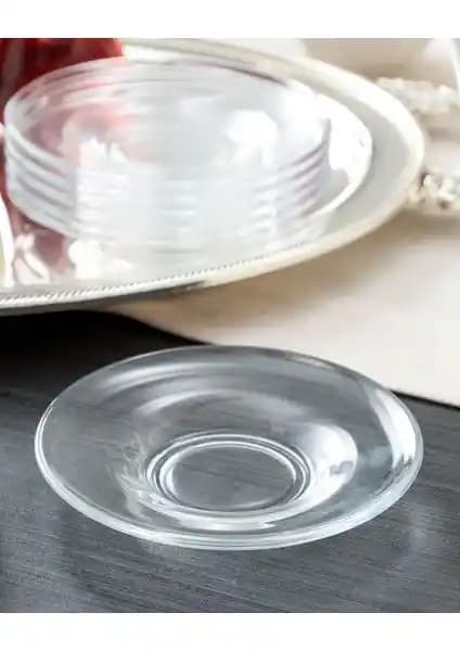 Madame Coco Marmion 6'lı Cam Çay Tabağı Seti Modern ve Şık Tasarımıyla Günlük Kullanım İçin Uygun