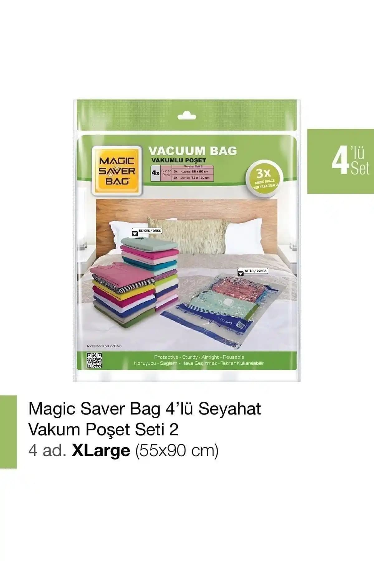 Magic Saver Bag 4’lü Vakumlu Poşet Seti ile Pratik ve Etkili Saklama Çözümü