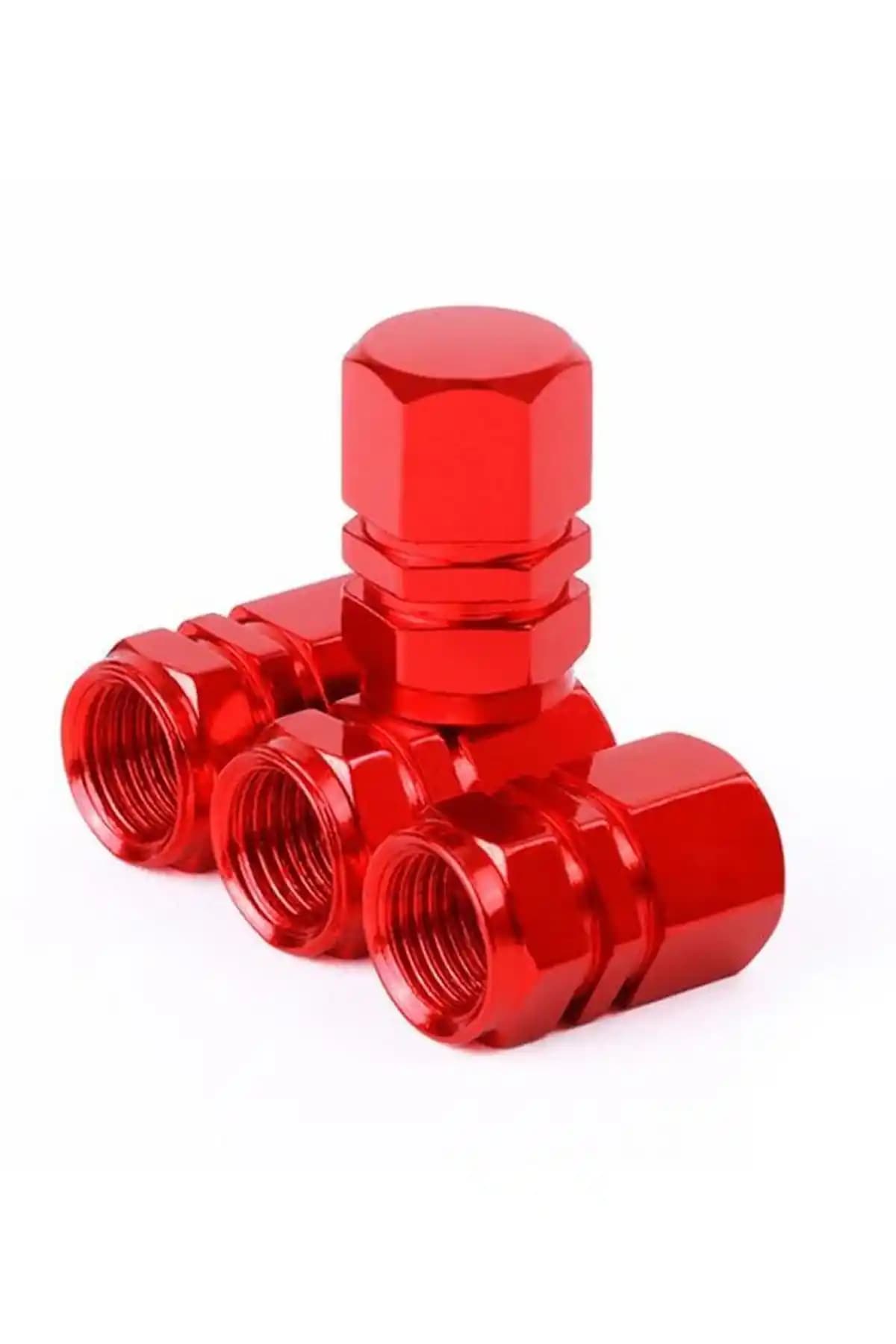 Mega Oto Market Kırmızı Altıgen Sibop Kapağı Seti 4'lü Otomobil ve Araçlar İçin