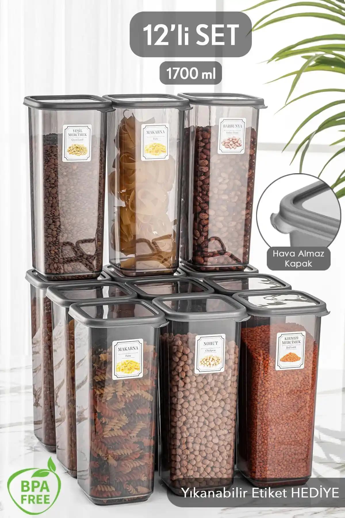 Meleni Home 12'li Jumbo Boy Elisa Kapaklı Kare Saklama Kabı Seti ile Mutfakta Düzen ve Güvenlik