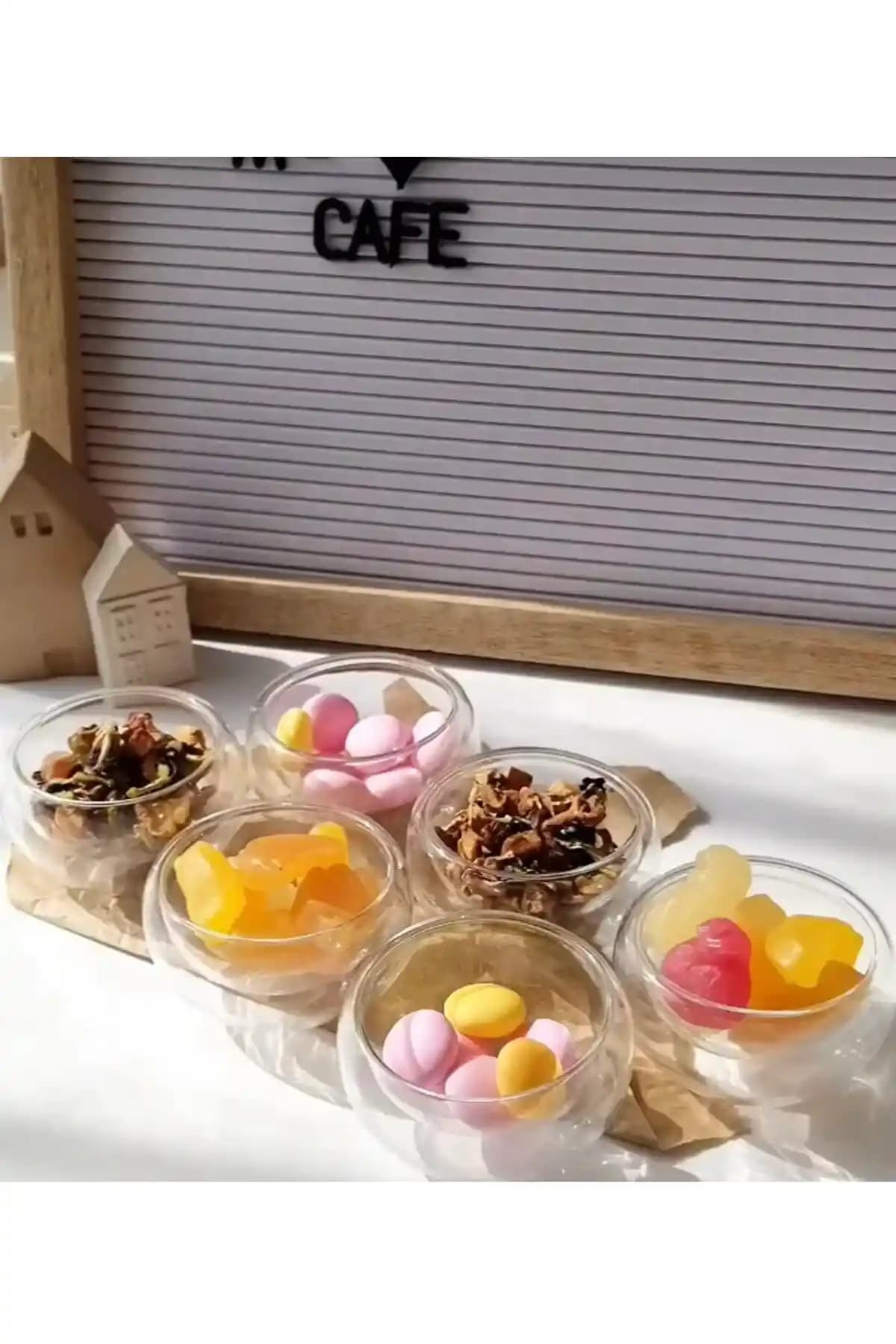 Mimoza Park Borosilikat Altılı Çift Cidarlı Mini Sosluk Seti Estetik ve Fonksiyonellik Sunar