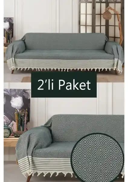 Miracolo Home Pamuklu Kolları Örten 310 cm Koltuk Kanepe Çekyat Örtüsü