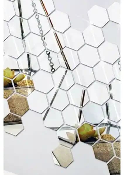 Modaba Bal Peteği Dekoratif Altıgen Ayna Seti Modern ve Şık İç Mekan Dekorasyonu İçin