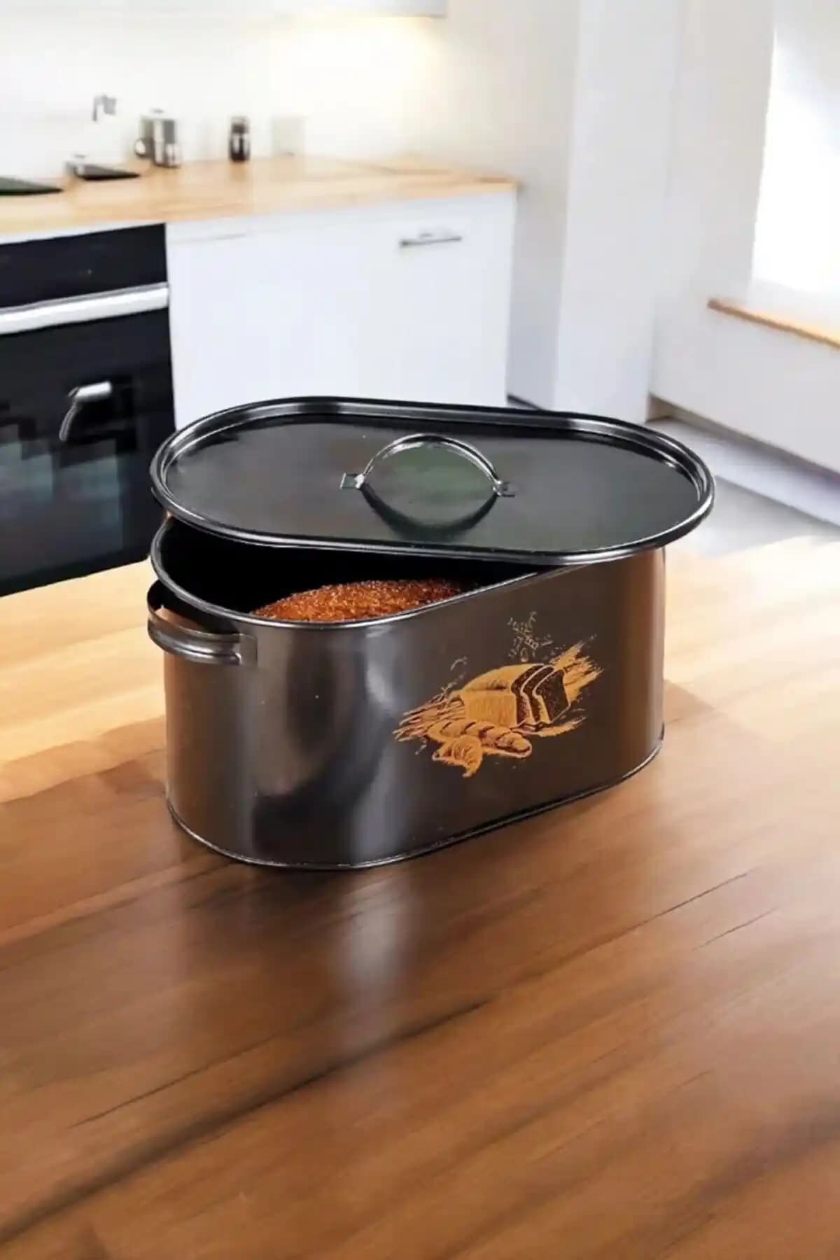 Modalonga Metal Büyük Boy Kapaklı Desenli Ekmeklik: Şık ve Dayanıklı Mutfağınız İçin Ideal