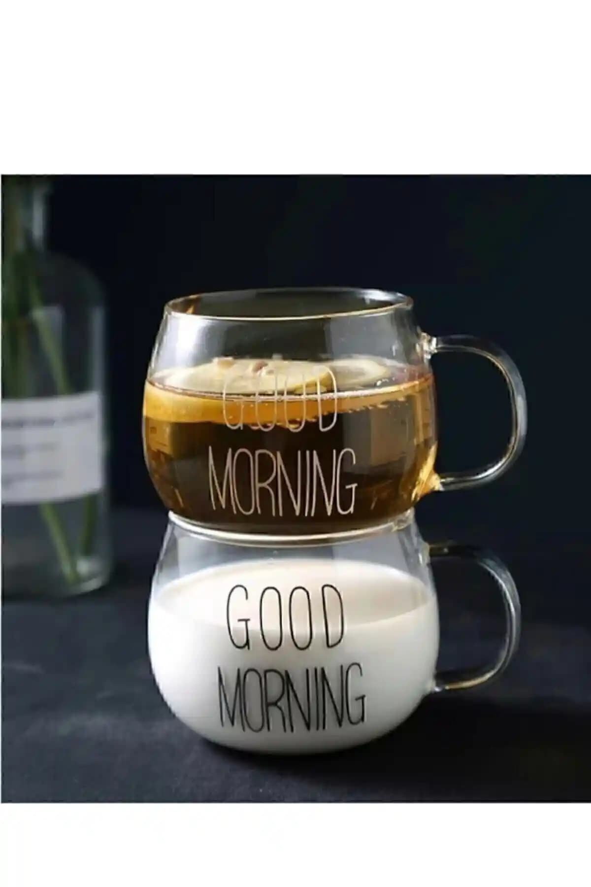 Modern ve Şık 2'li Good Morning Günay<dı>n Cam Kupalar - Estetik ve Dayanıklı Tasarım