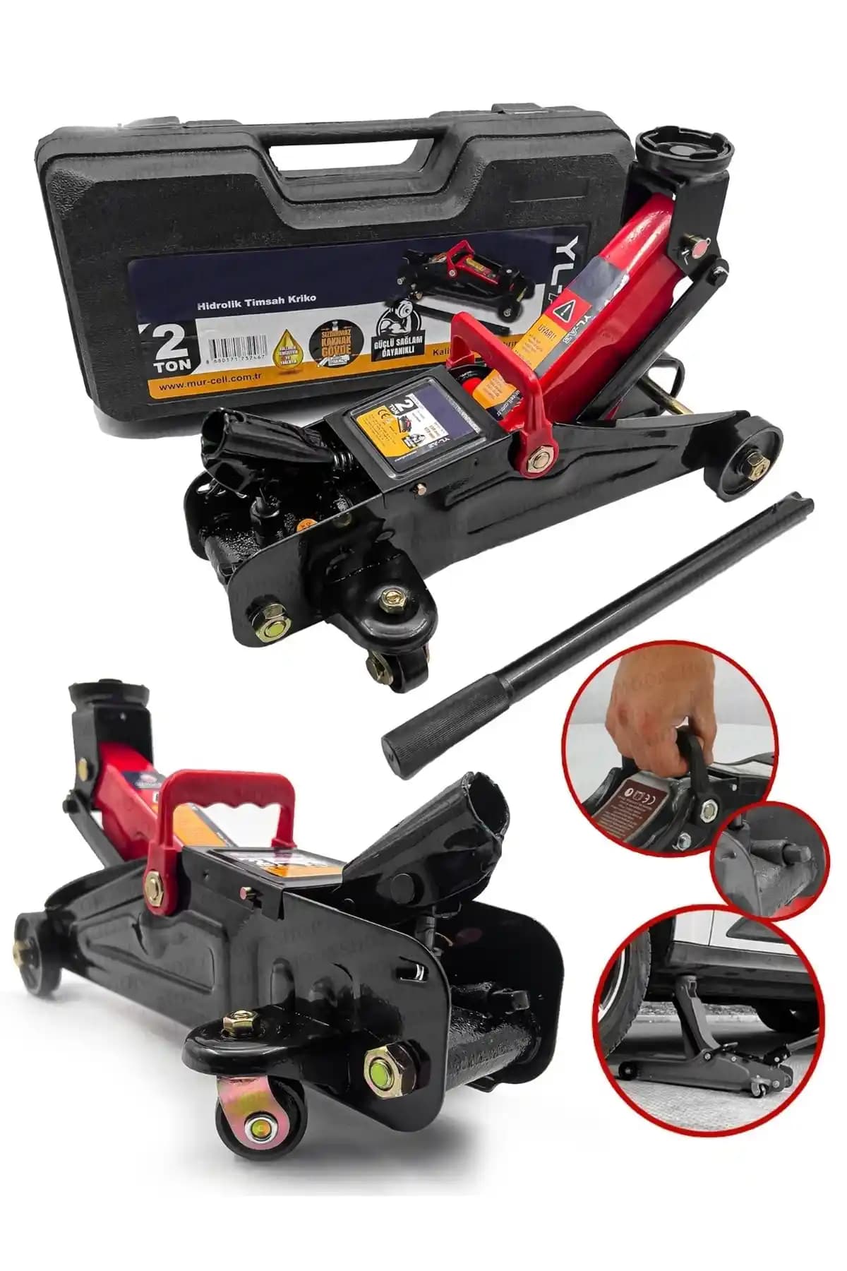 MOONSHOP 2 Ton Tekerlekli Arabalı Timsah Kriko: Dayanıklı ve Güvenilir Araç Kaldırma Çözümü