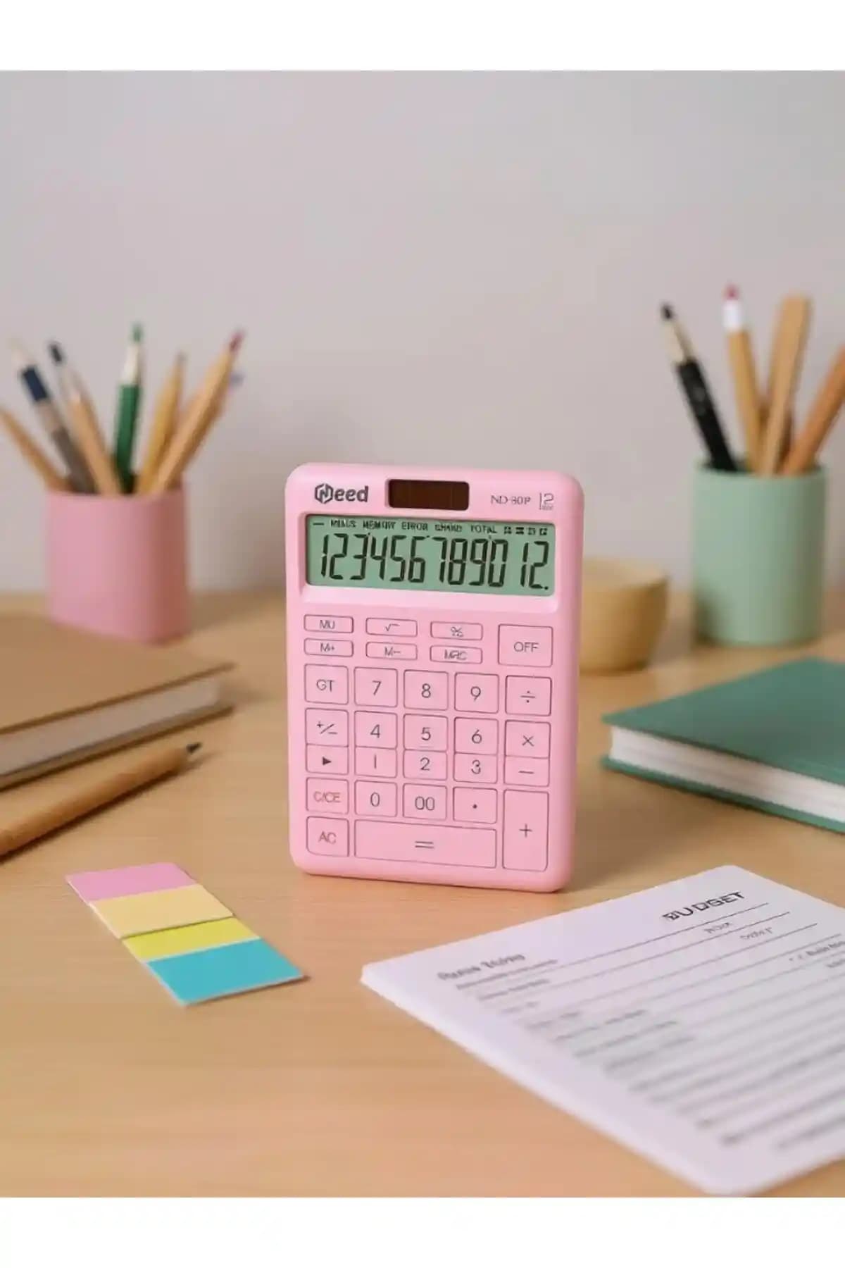 Need ND-30P Pastel Pembe Hesap Makinesi: Şık ve Kullanışlı Masaüstü Hesap Makinesi
