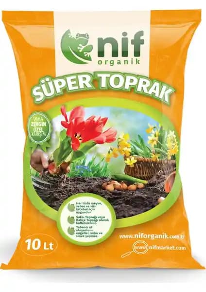 Nif Organik Süper Toprak 10 lt ile sağlıklı bitki bakımı ve doğal büyüme destekleri