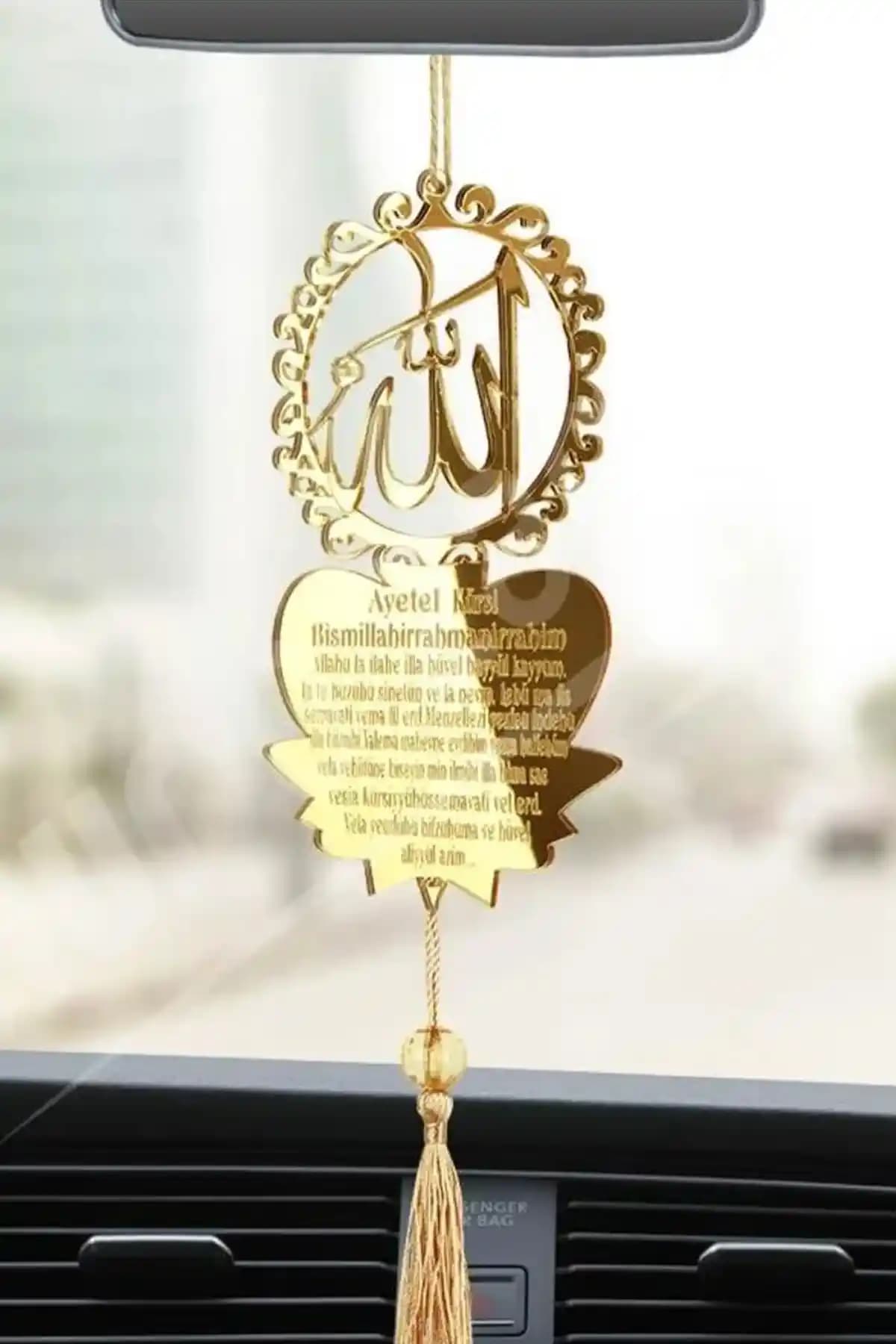 Olur O Zaman Allah Lafzı Ayetel Kürsi Pleksi Araba Süsü Güvenlik ve Estetik İçin Uygun