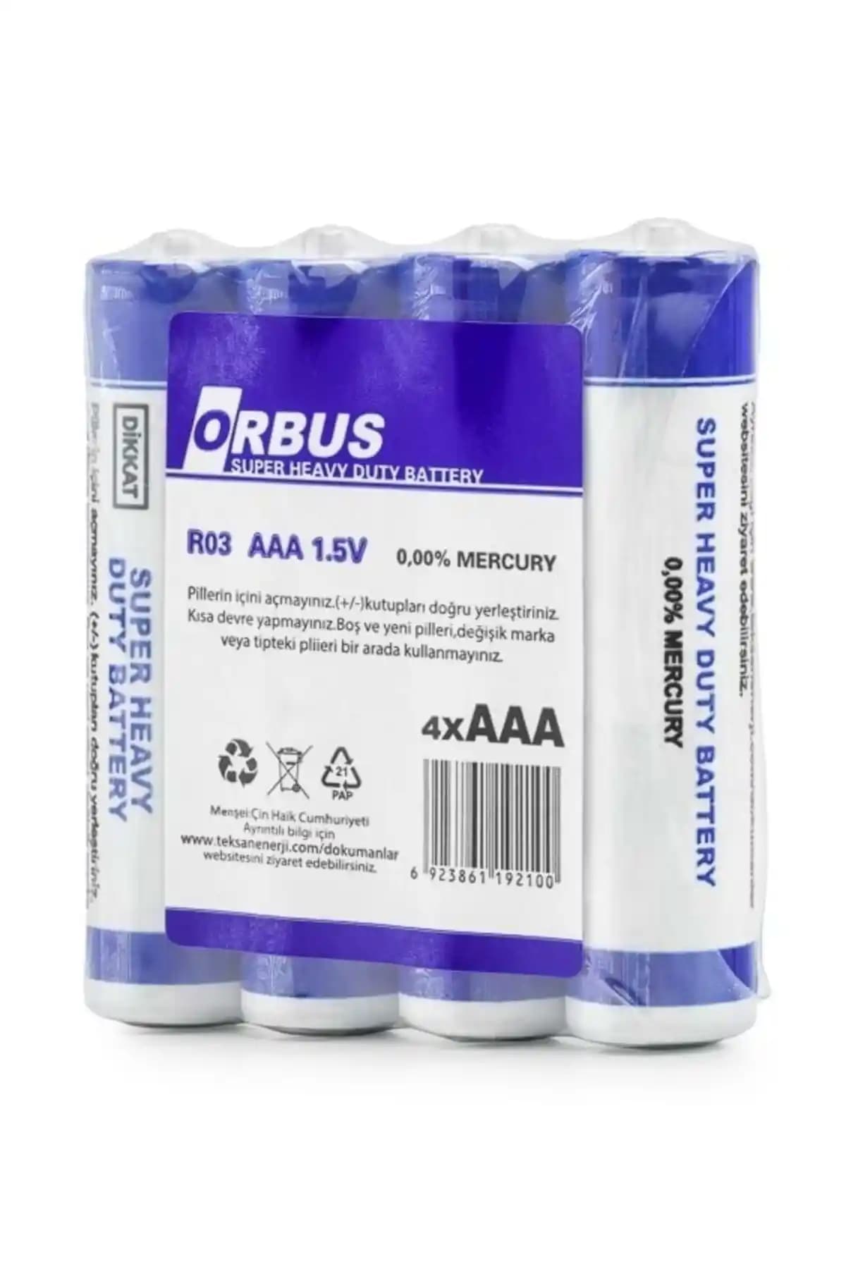 Orbus İnce Kalem Pil AAA 1.5 Volt Güvenilir ve Ekonomik Elektronik Cihaz Pil Seçeneği