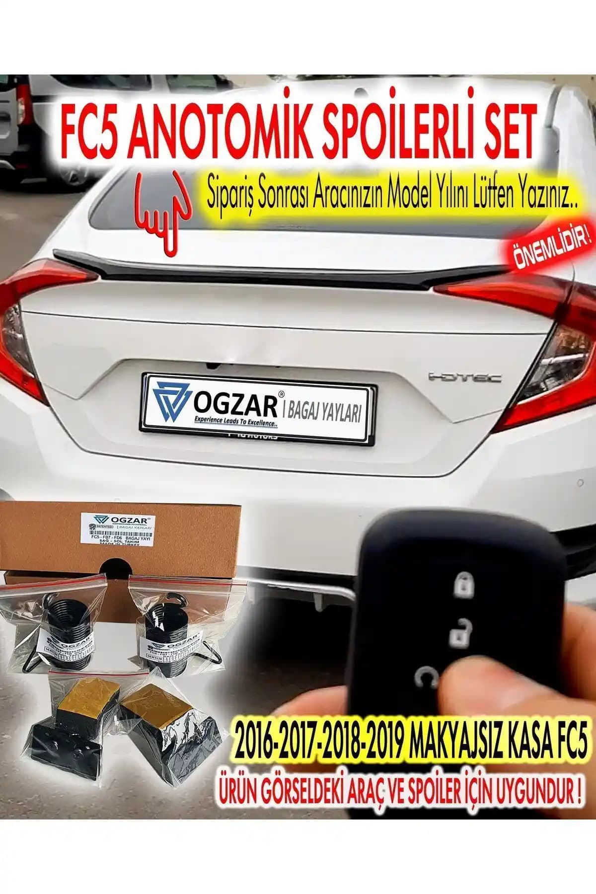 Ozgaz FC5 2016-2019 Uyumlu Paslanmaz Çelik Otomatik Bagaj Seti