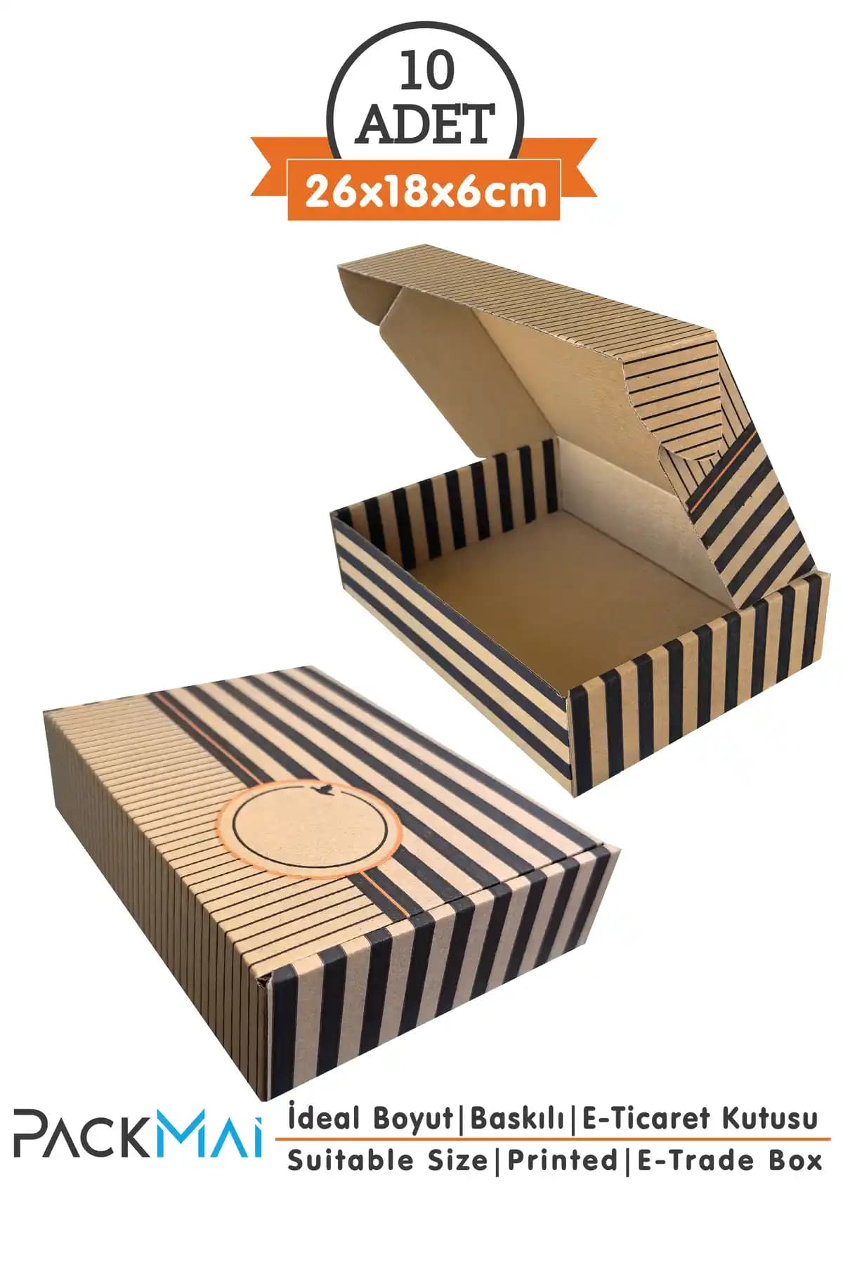 PackMai 26x18x6 cm Kraft Renkli Karton Kutu ile Güçlü ve Estetik Paketleme Çözümü