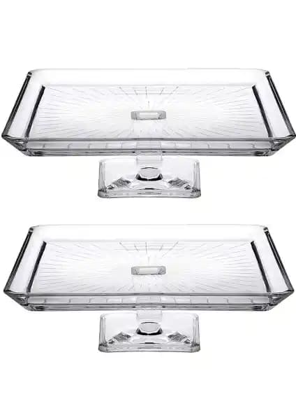 Paşabahçe 950007 Ayaklı 2'li Kare Servis Tabağı Şıklık ve Fonksiyonellik Sunar