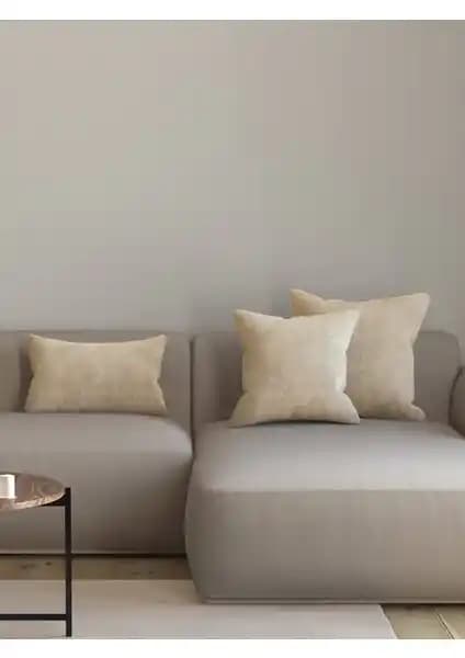 Pastel Kadife Dokulu Pastel Grisi Renk Kırlent Yastık Kılıfı Dekoratif ve Dayanıklı Tasarım