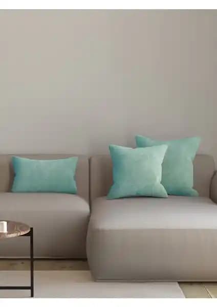 Pastel Kadife Dokulu Sis Mavisi Kırlent Yastık Kılıfı Ev Dekorasyonunda Şıklık ve Konfor Sağlar