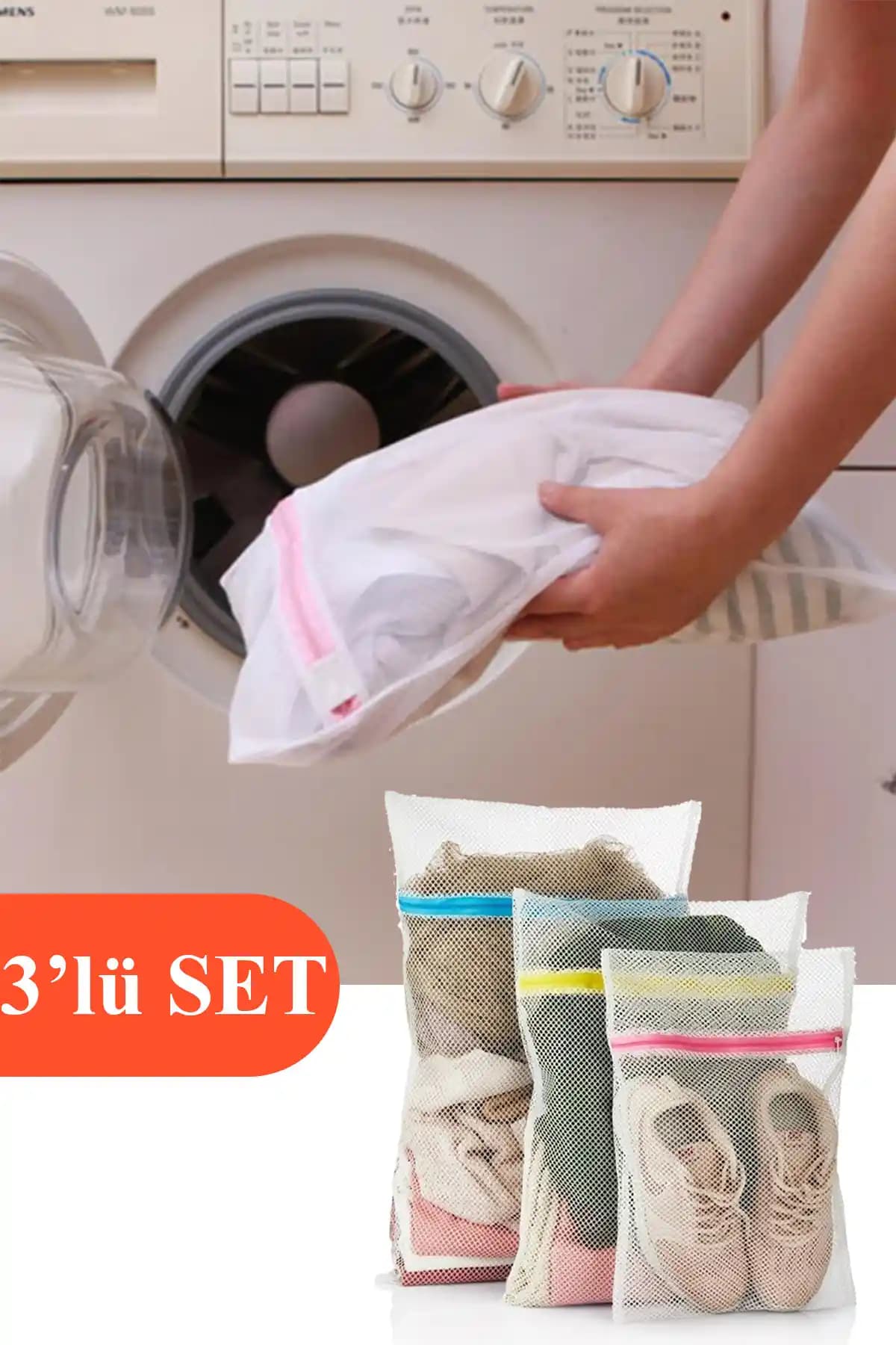Pazar Kapısı Renkli Fermuarlı Çamaşır Filesi Seti Dayanıklı ve Çok Yönlü Kullanım İçin
