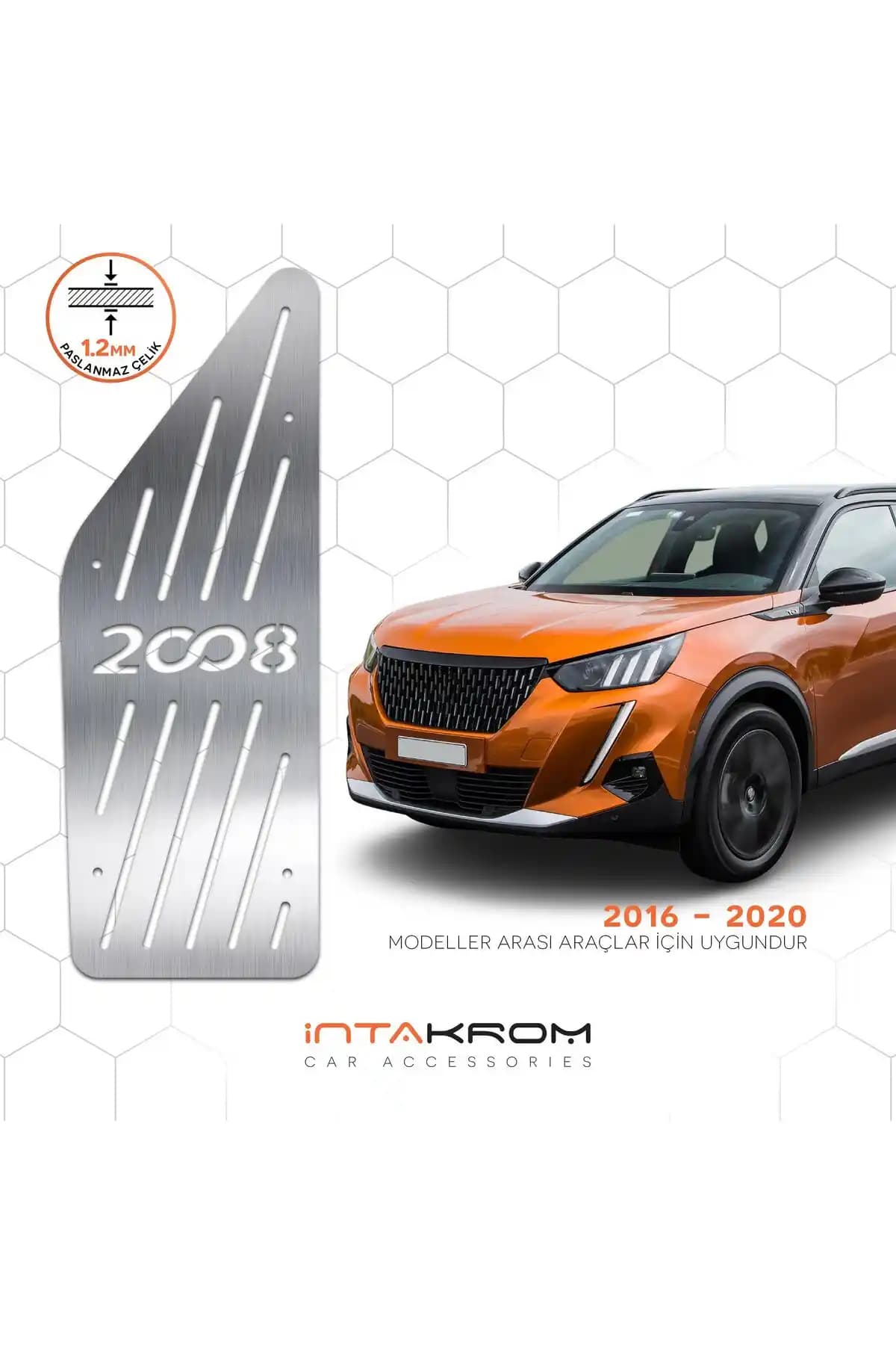 Peugeot 2008 İçin Şık ve Dayanıklı İntachrom Krom Ayak Dinlendirme Pedalı