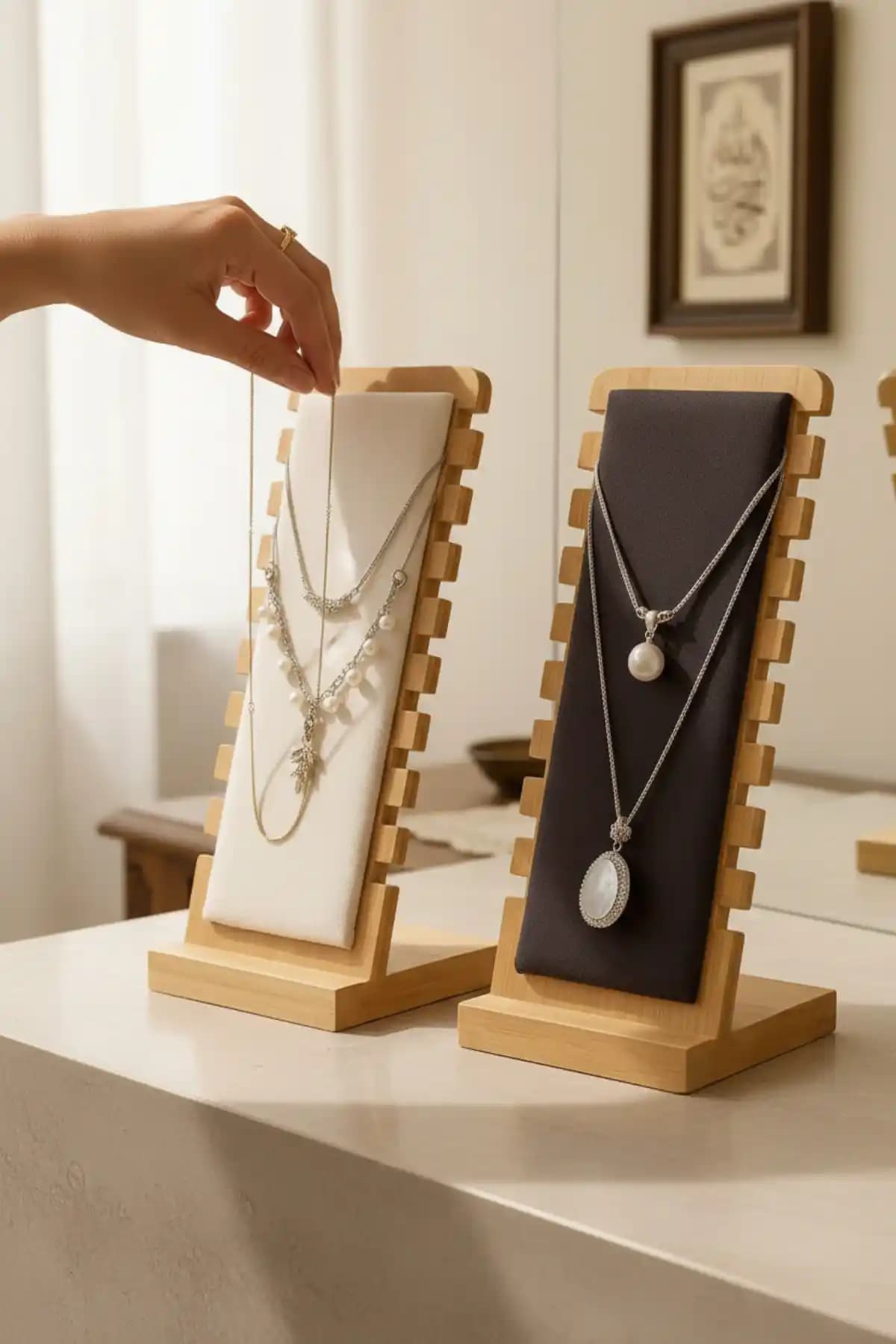 Segalife 2'li Ahşap Takı Organizer Standı Modern ve Dayanıklı Tasarım